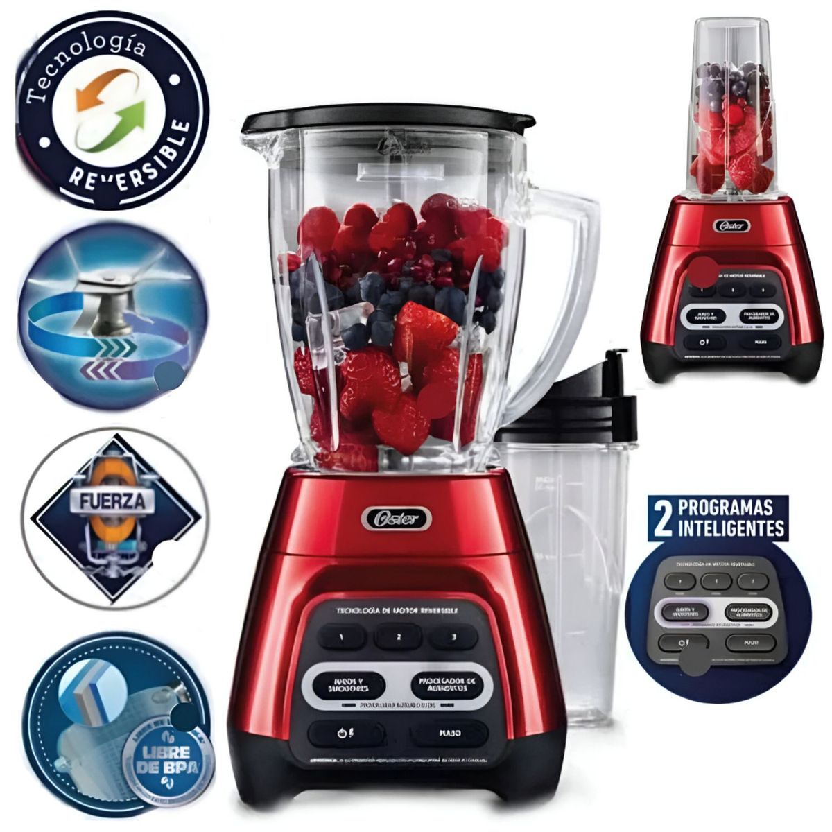 OSTER - Licuadora Reversible Oster BLSTPYG1310 RBG 15L Rojo