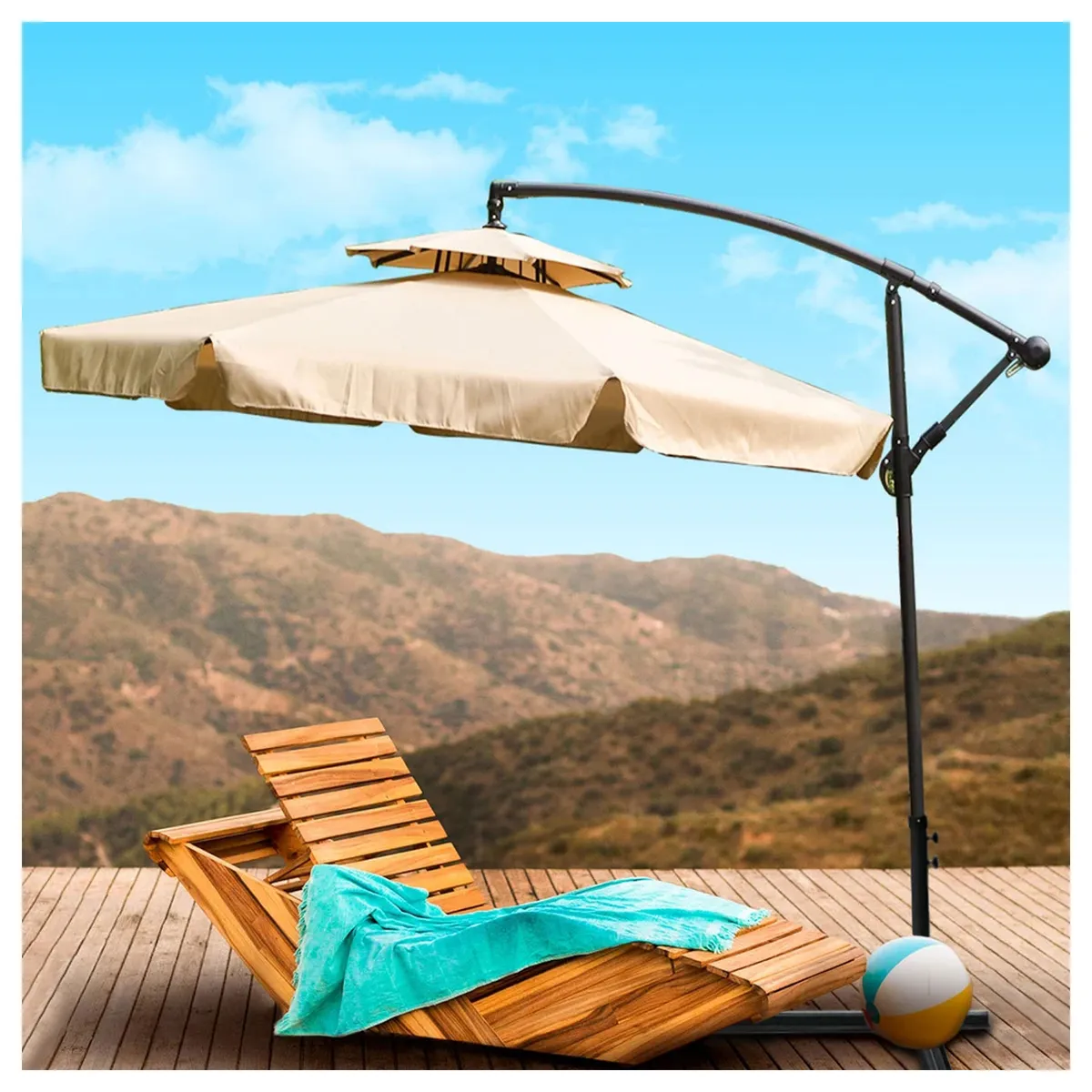 NOVAHUS - Quitasol Modelo Bávaro 255x300x300 cm Café