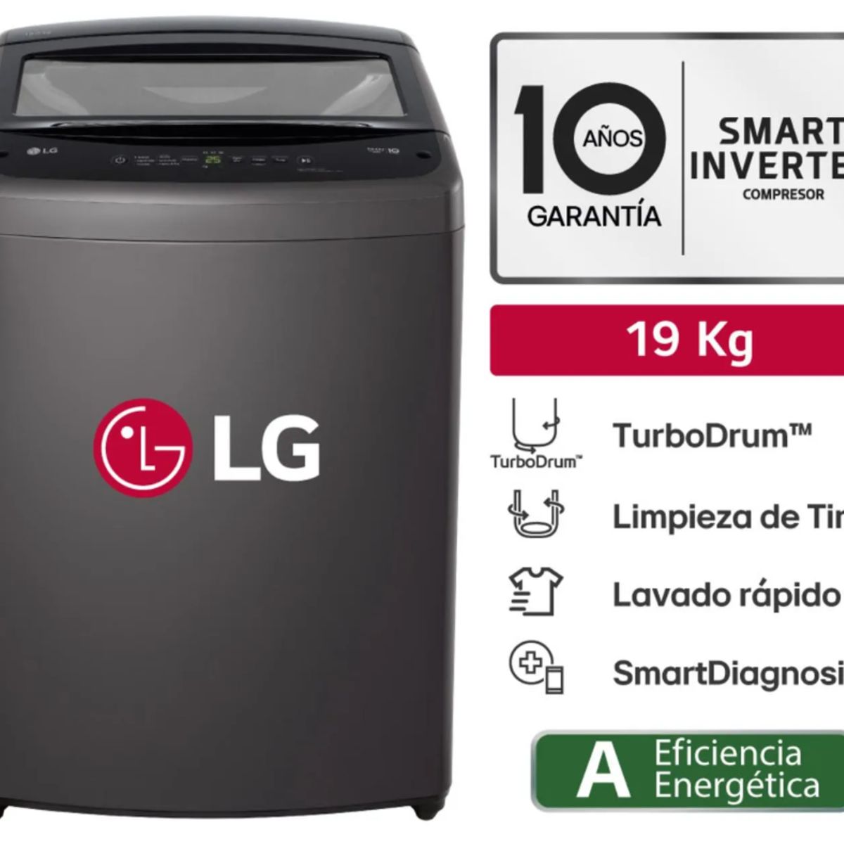 LG - Lavadora LG WT19BVTB TurboDrum Carga Superior 19kg