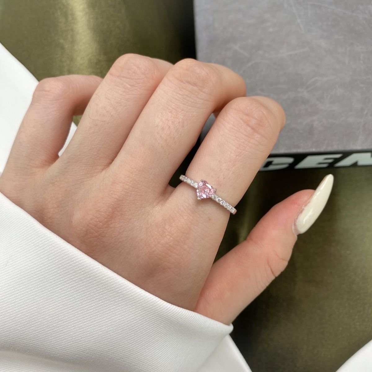 CLEO JOYAS & ACCESORIOS - Anillo Lovely Pink Promesa Plata