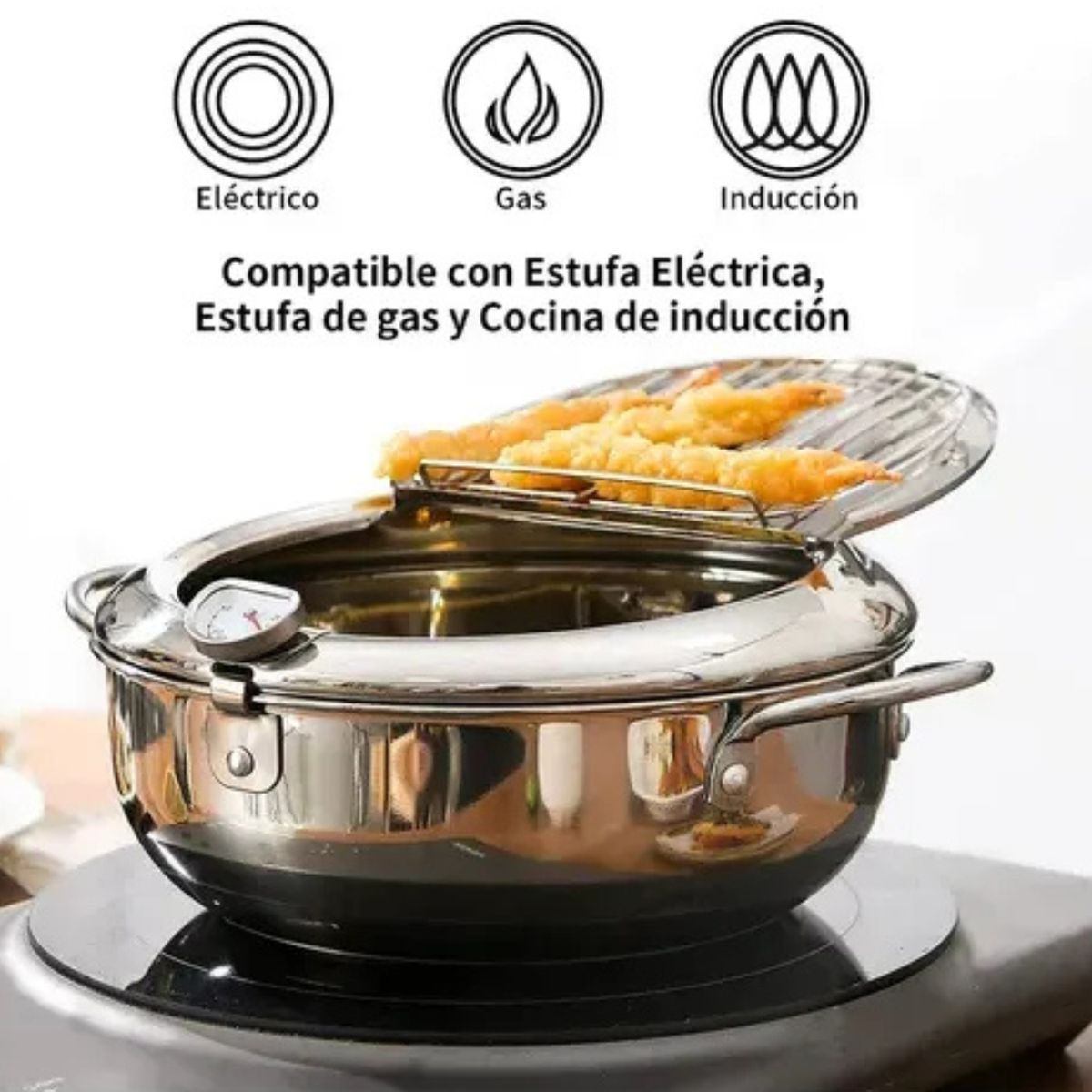 GENERICO - Freidora Profunda Sartén Japonesa 2.2 L