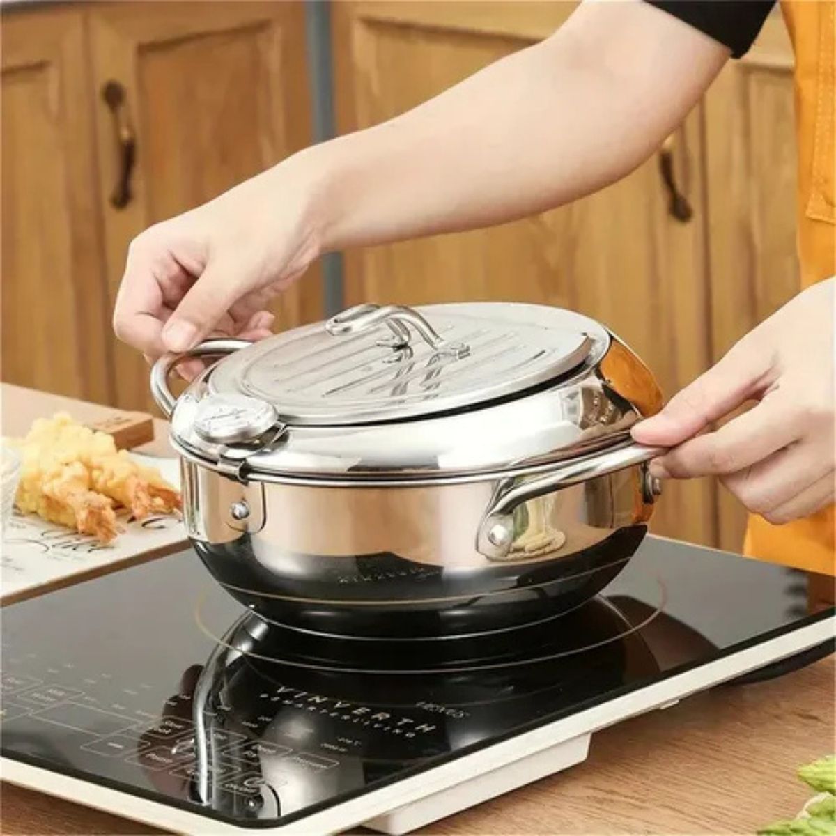 GENERICO - Freidora de Pollo Japonesa con Termómetro 2.2 L