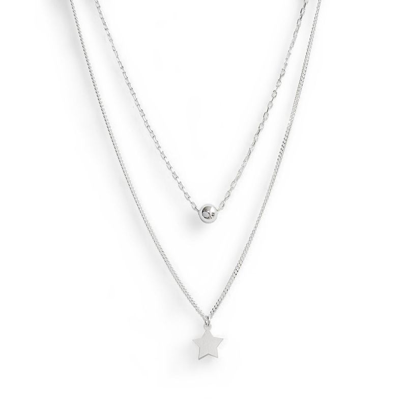 AMBAR JOYERIA - Collar Layers Bolita y Estrellita Plata 925