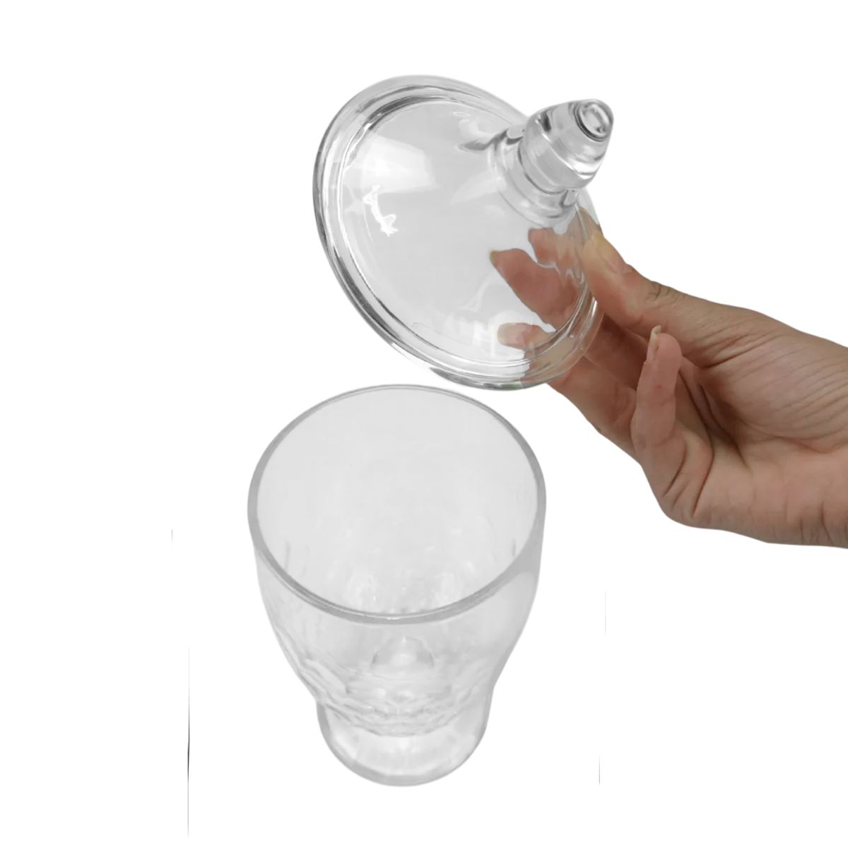 HYGGE - Bombonera de Vidrio Labrado con Tapa Cónica