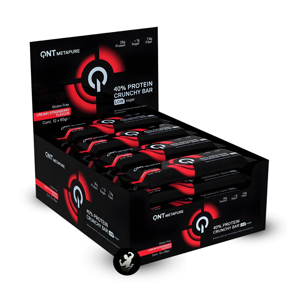 Qnt - Caja x 12 barras de proteína crunchy QNT - Creamy Strawberry