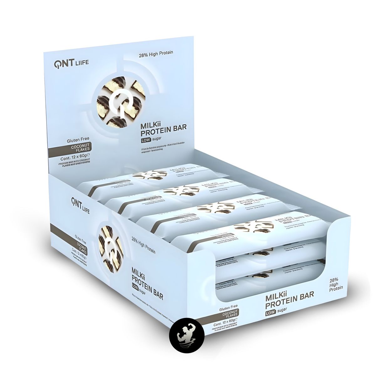 QNT - Caja x 12 barras de proteína Milkii bar QNT - Coconut flakes