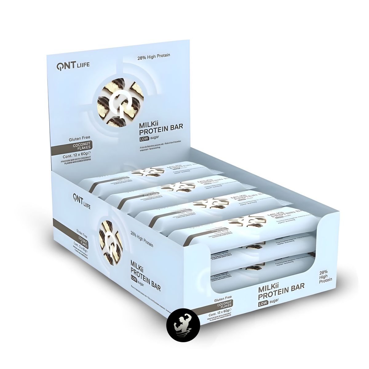 QNT - Caja x 12 barras de proteína Milkii bar QNT - Coconut flakes