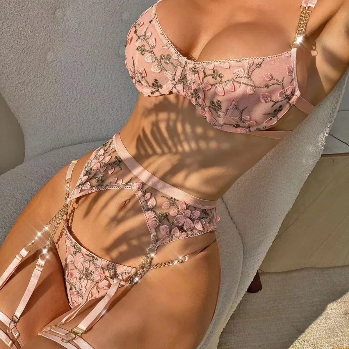 GENERICO - Conjunto de lenceria de tre piezas para mujer