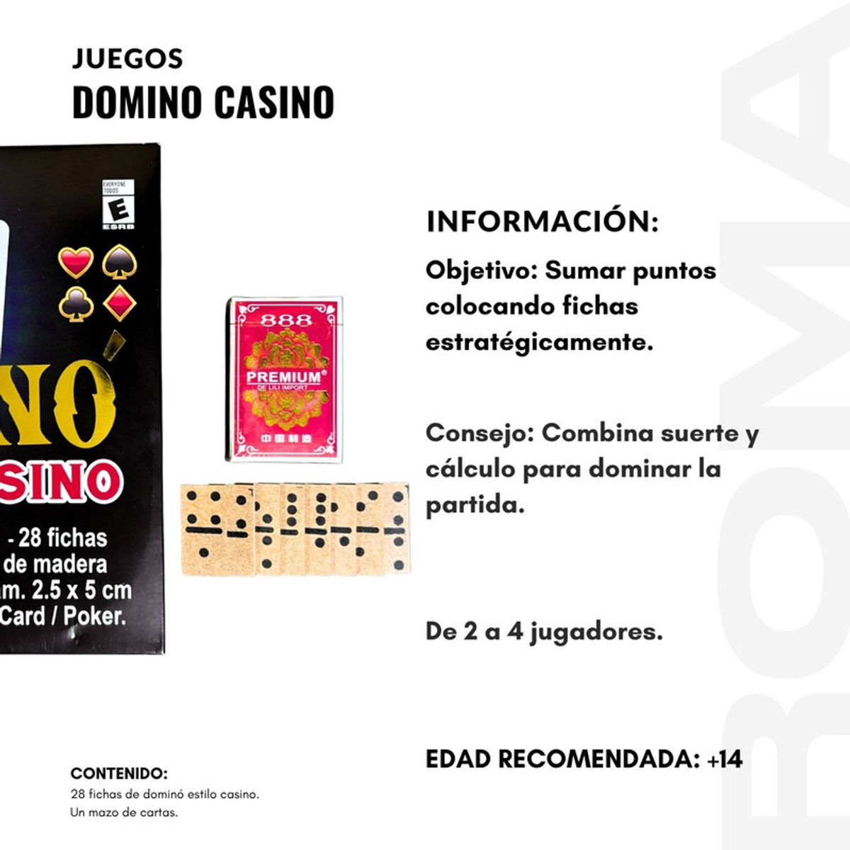 GENERICO - PACK 2 JUEGO DE DOMINÓ Y CASINO - JUEGO DE MESA Y CARTAS