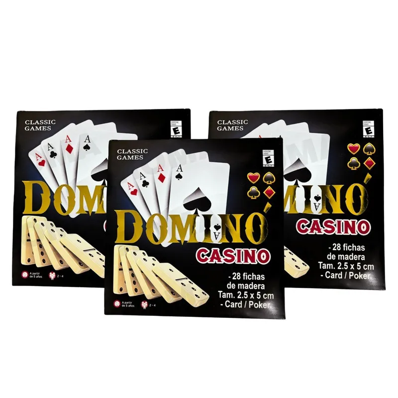 GENERICO - PACK 3 JUEGO DE DOMINÓ Y CASINO - JUEGO DE MESA Y CARTAS