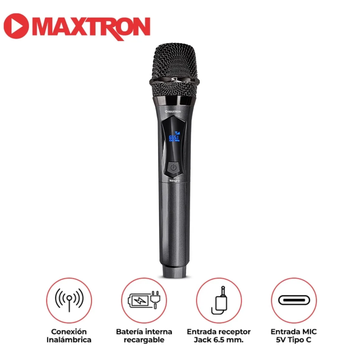 MAXTRON - Micrófono Inalámbrico Recargable Maxtron MX 708WL Singer BT Wifi