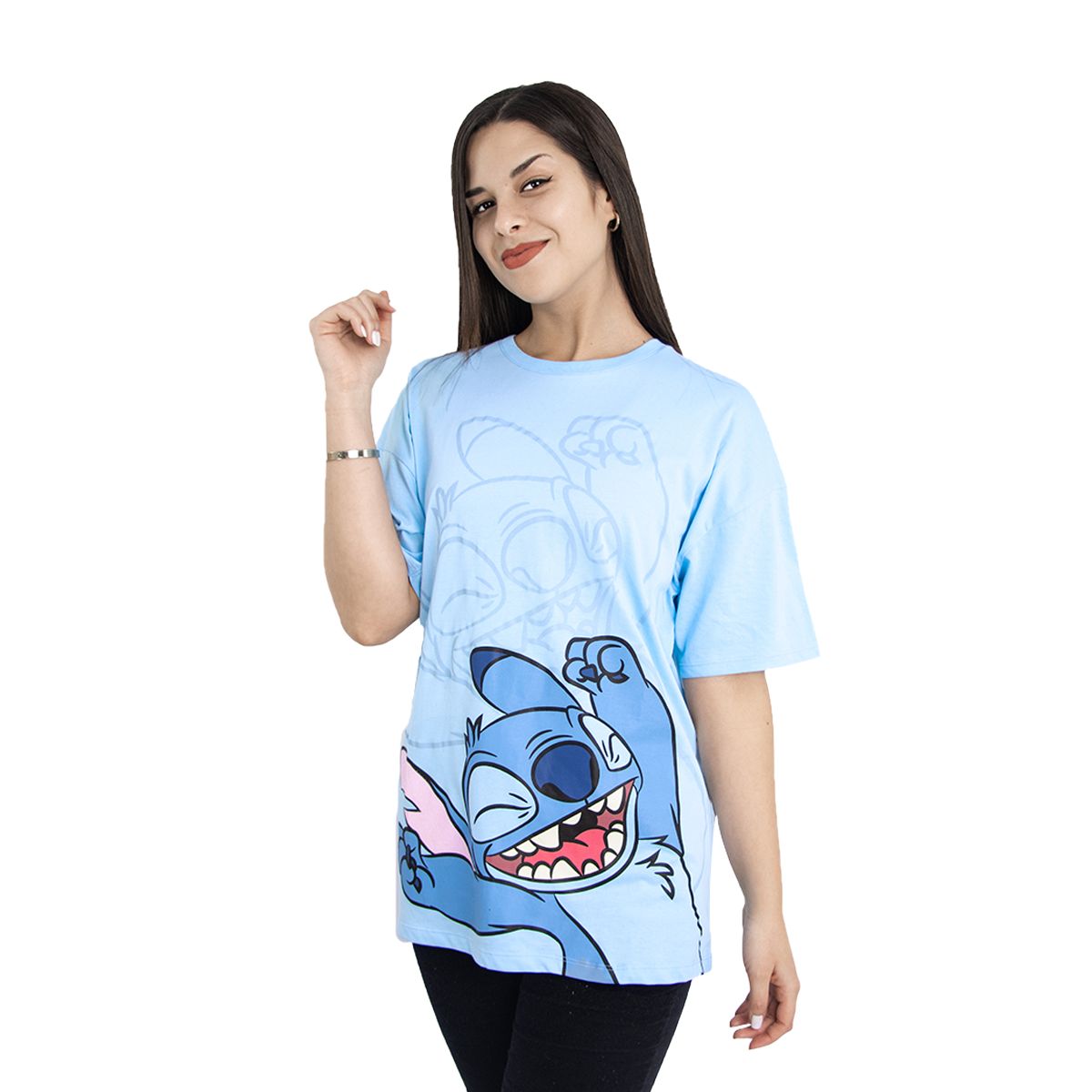 DISNEY - POLO OVERSIZE MC LILO Y STITCH MUJER
