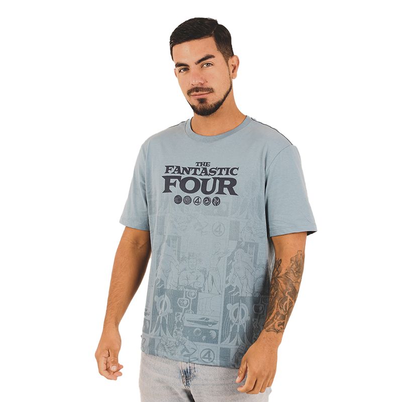 MARVEL - POLO MANGA CORTA  LOS 4 FANTASTICOS ACERO HOMBRE