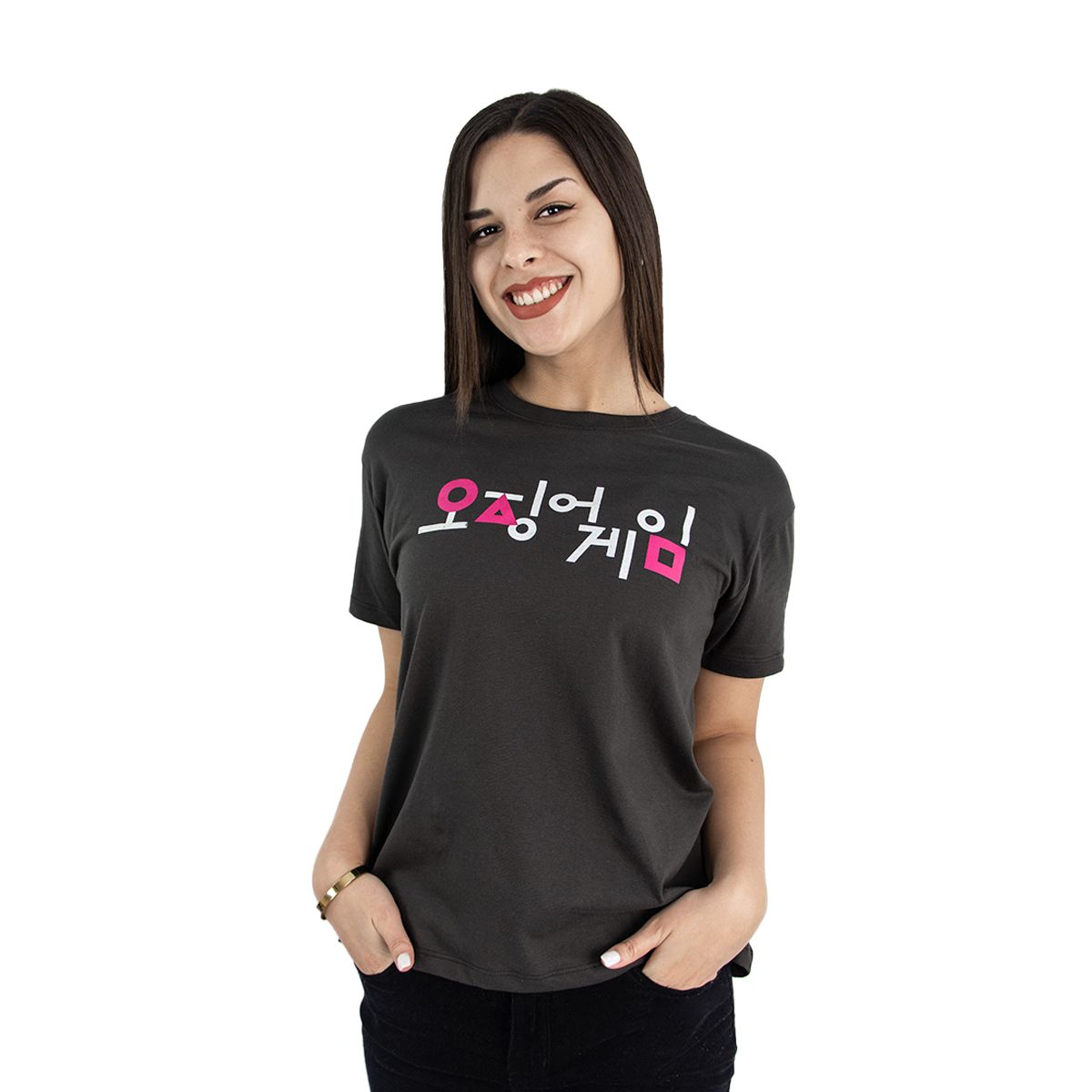 TEXTILES ARVAL - Polo Mujer Manga Corta Juego del Calamar Algodón Gris Oscuro