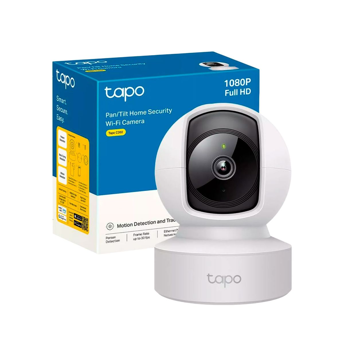 TP LINK - Tapo C202 FHD Cámara Seguridad Sonido Bidireccional 360 Alarma con Luz