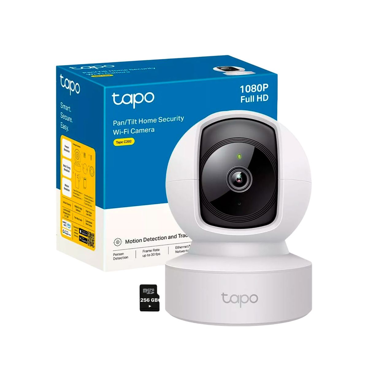 TP LINK - Tapo C202 FHD Cámara Seguridad Sonido Bidireccional 360 Alarma SD 256GB