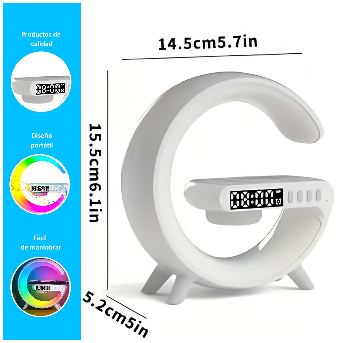 GENERICO - Parlante portátil Bluetooth RGB y cargador