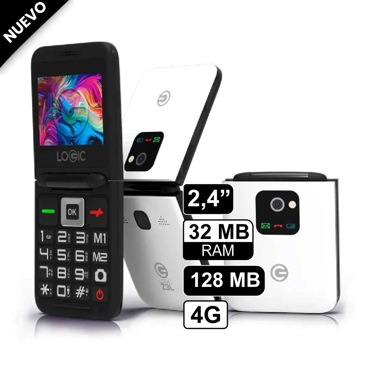 LOGIC - Celular Logic Z3L 4G Plegable Botones Grandes para Adulto Mayor y Botón SOS