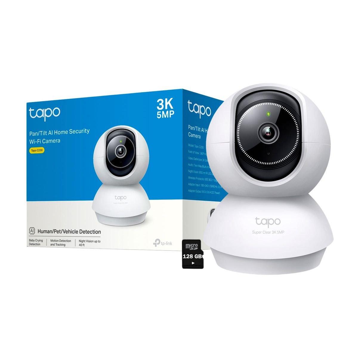 TP LINK - Tapo C230 3K Cámara Seguridad Audio bidireccional Detección IA 128GB