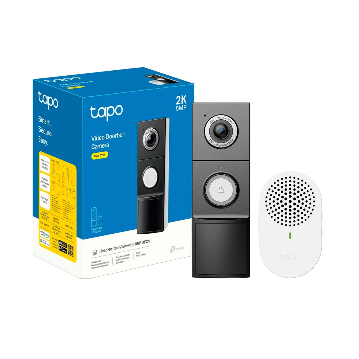 TP LINK - Tapo D235 2K Timbre Inteligente Cámara Detección IA Noche Color IP66