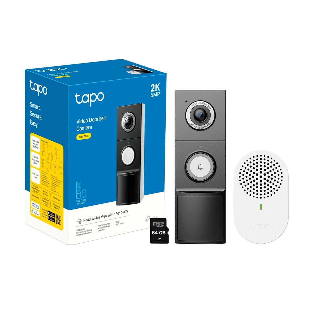 TP LINK - Tapo D235 2K Timbre Inteligente Cámara Detección IA Noche Color 64GB