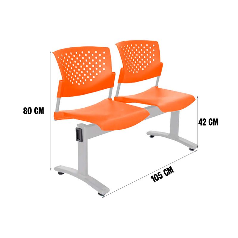 OFIDEAS - Banqueta Butterfly 2 Asientos Naranja Estructura Gris Ofideas