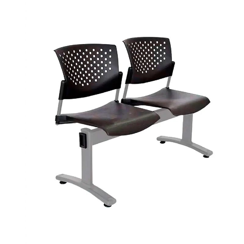 OFIDEAS - Banqueta De Espera Butterfly 2 Asientos Negro Estructura Gris Ofideas