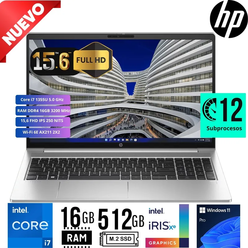 HP - LAPTOP HP 450 G10 Core i7 1355U 15,6" FULL HD RAM 16GB SSD 512GB W11 PRO