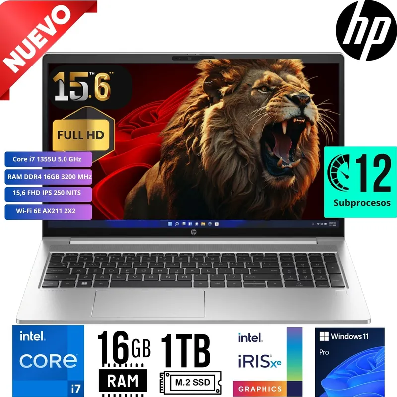 HP - LAPTOP HP 450 G10 Core i7 1355U 15,6" FULL HD RAM 16GB SSD 1TB W11 PRO