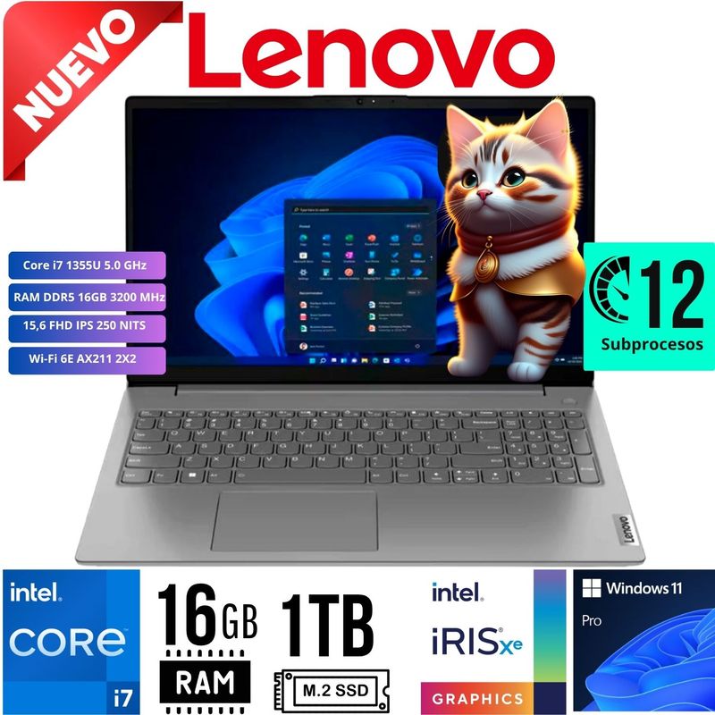 LENOVO - Laptop LENOVO V15 G4 IRU 156´ FHD Core I7-1355U RAM 16GB SSD 1TB W11 PRO
