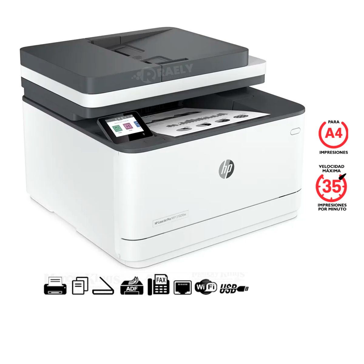 HP - Impresora Multifuncional 3103fdw Hp LaserJet Pro DuplexWifiRed ADF FAX