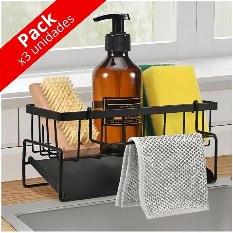 MINARI - Pack x3 Organizador de cocina con Toallero y Drenaje Automático OBD10