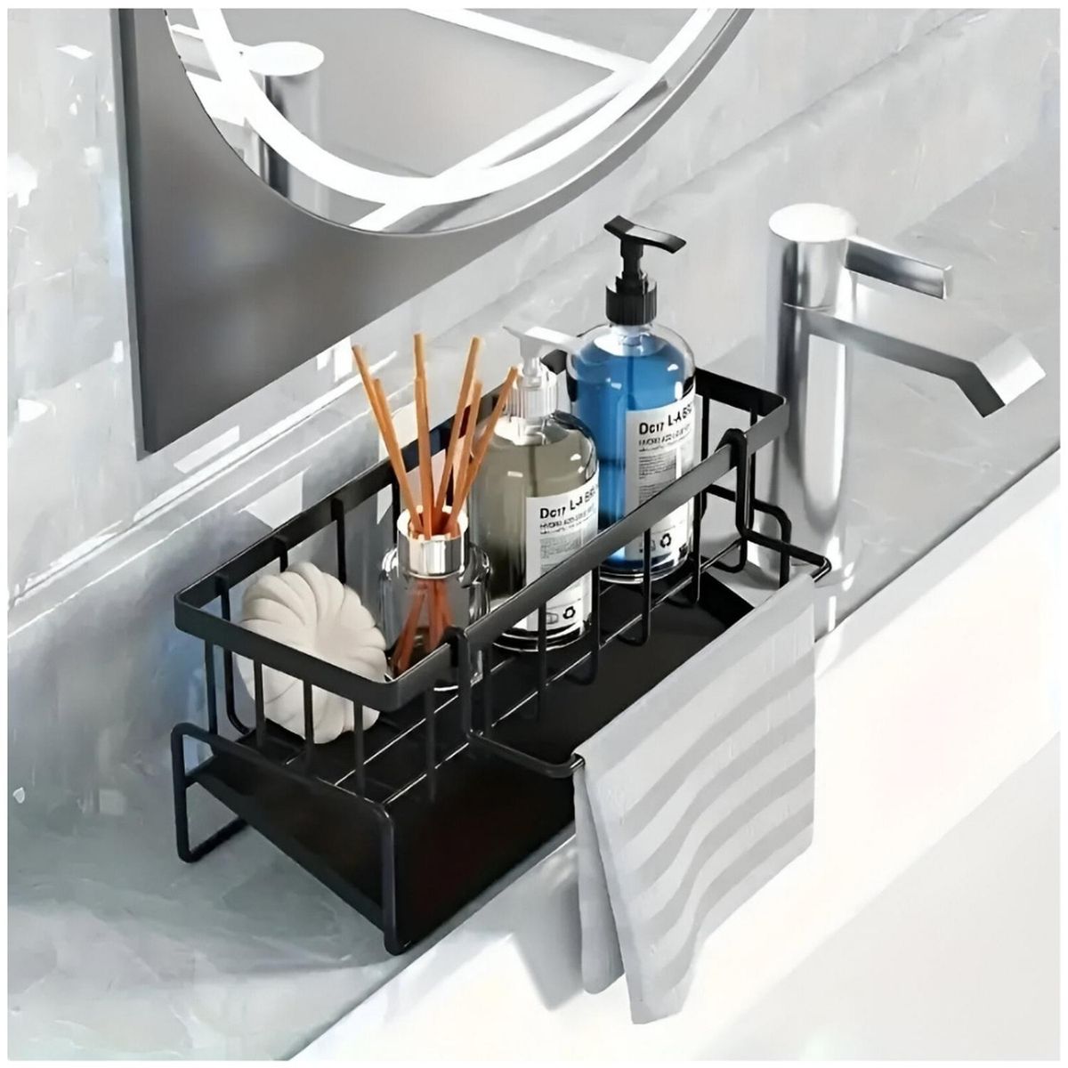 MINARI - Organizador de Baño lavamanos con Toallero y Drenaje automático OBD10