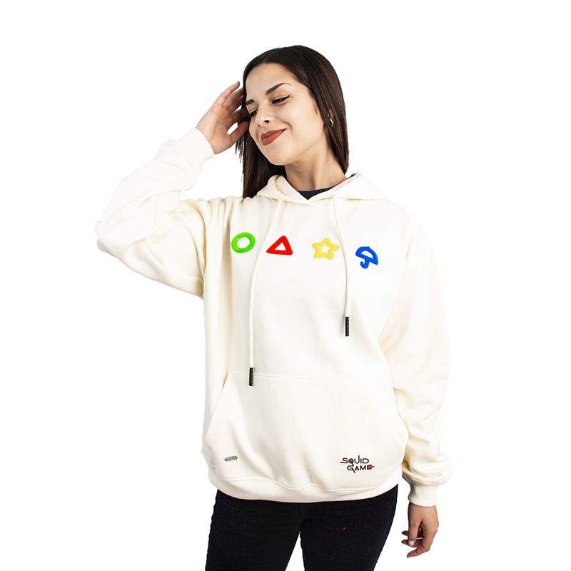 TEXTILES ARVAL - POLERA CON CAPUCHA SQUID GAME MUJER MARFIL