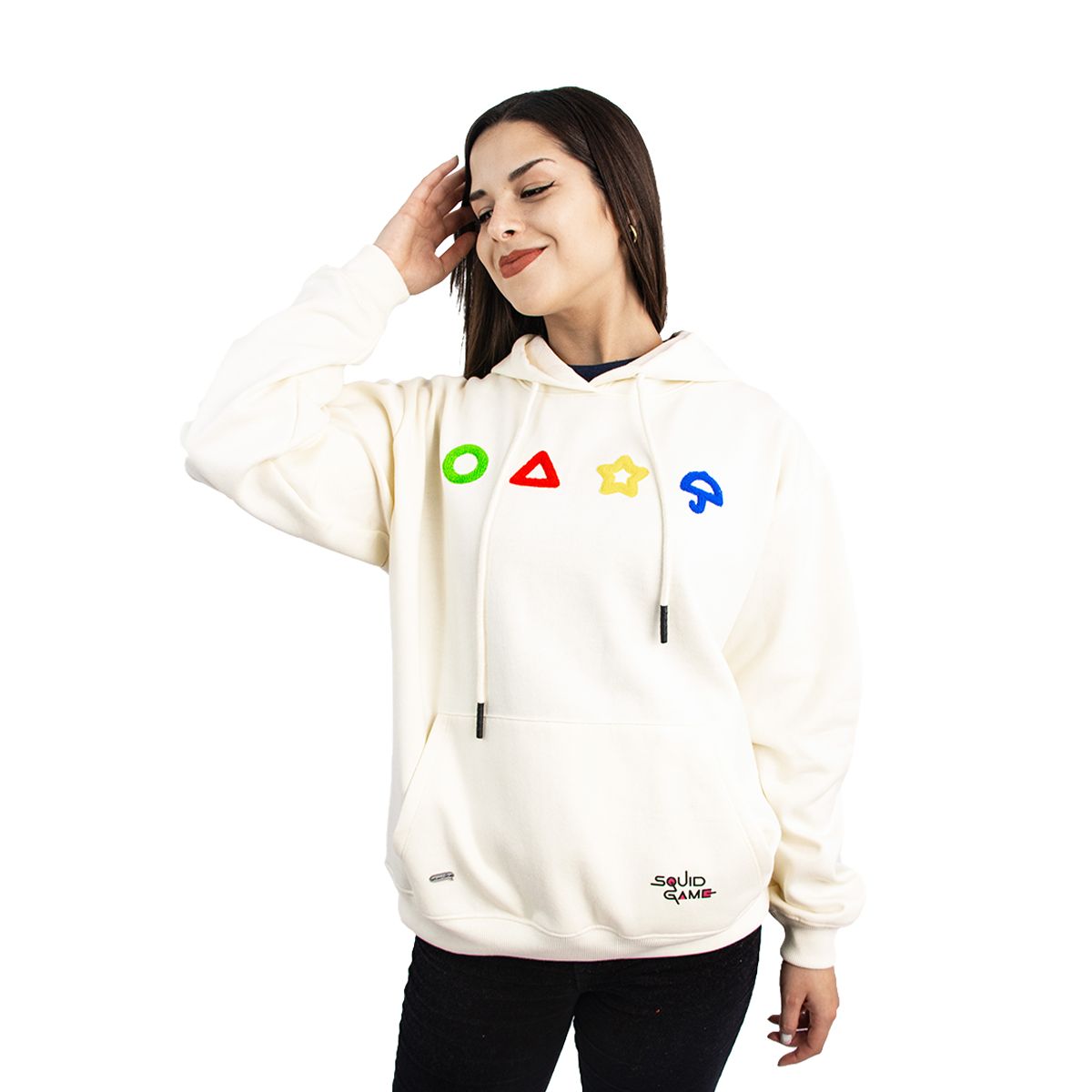 TEXTILES ARVAL - POLERA CON CAPUCHA SQUID GAME MUJER MARFIL