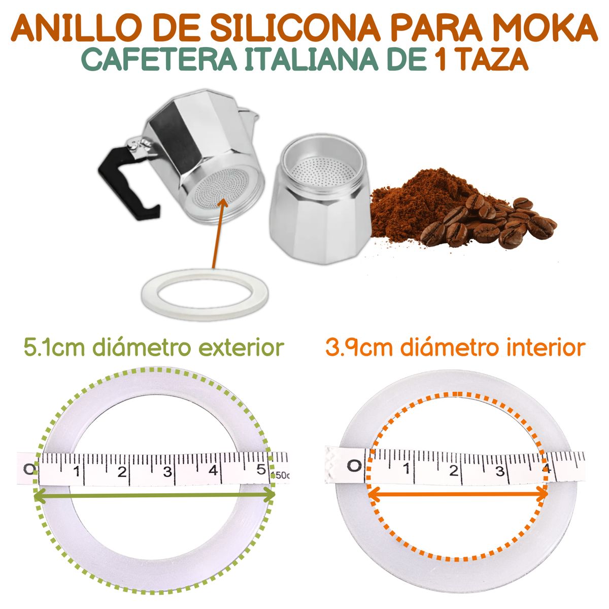 GENERICO - Anillo Sello de Silicona para Cafetera Italiana Moka 1 TAZA