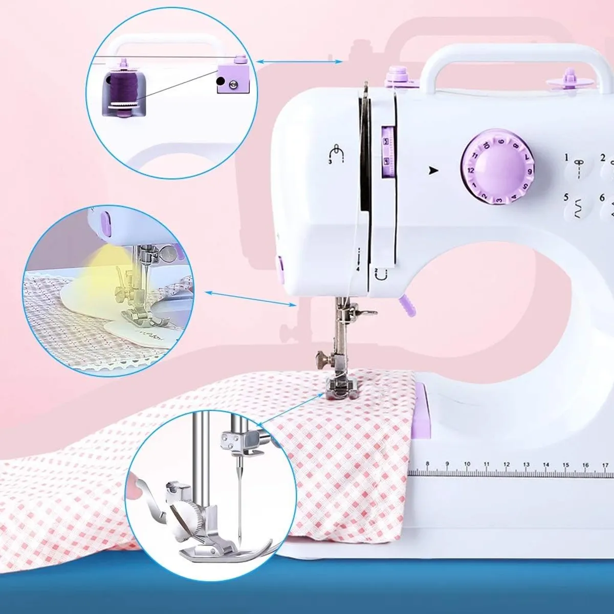 GENERICO - MÁQUINA COSER MULTIFUNCIONAL PORTÁTIL ELÉCTRICA 12 PUNTADAS