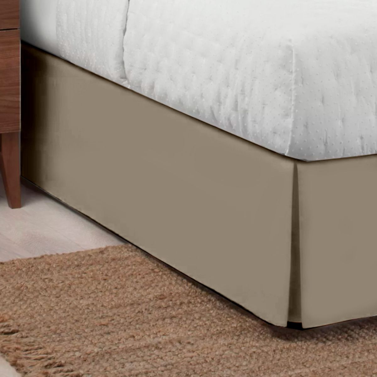 GENERICO - FALDON DE TARIMA QUEEN 160CM x 200CM ELEGANCE MICROFIBRA BEIGE 30CM