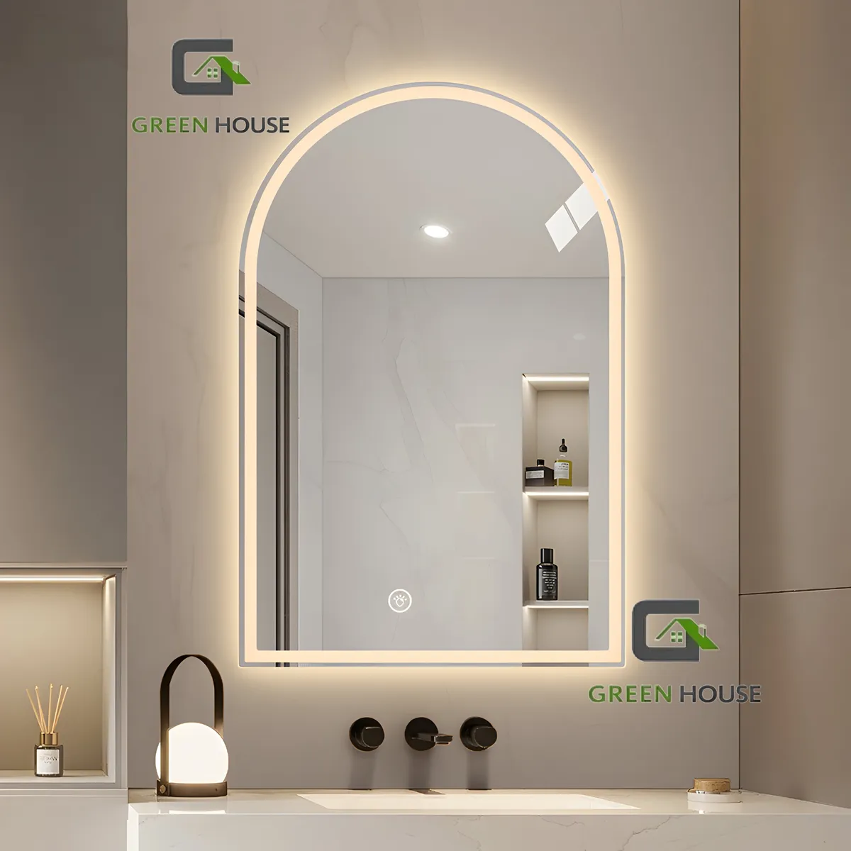 GREEN HOUSE - ESPEJO ARCO LED MOD.TATY  3 TIEMPOS TOUCH 60x80 CM