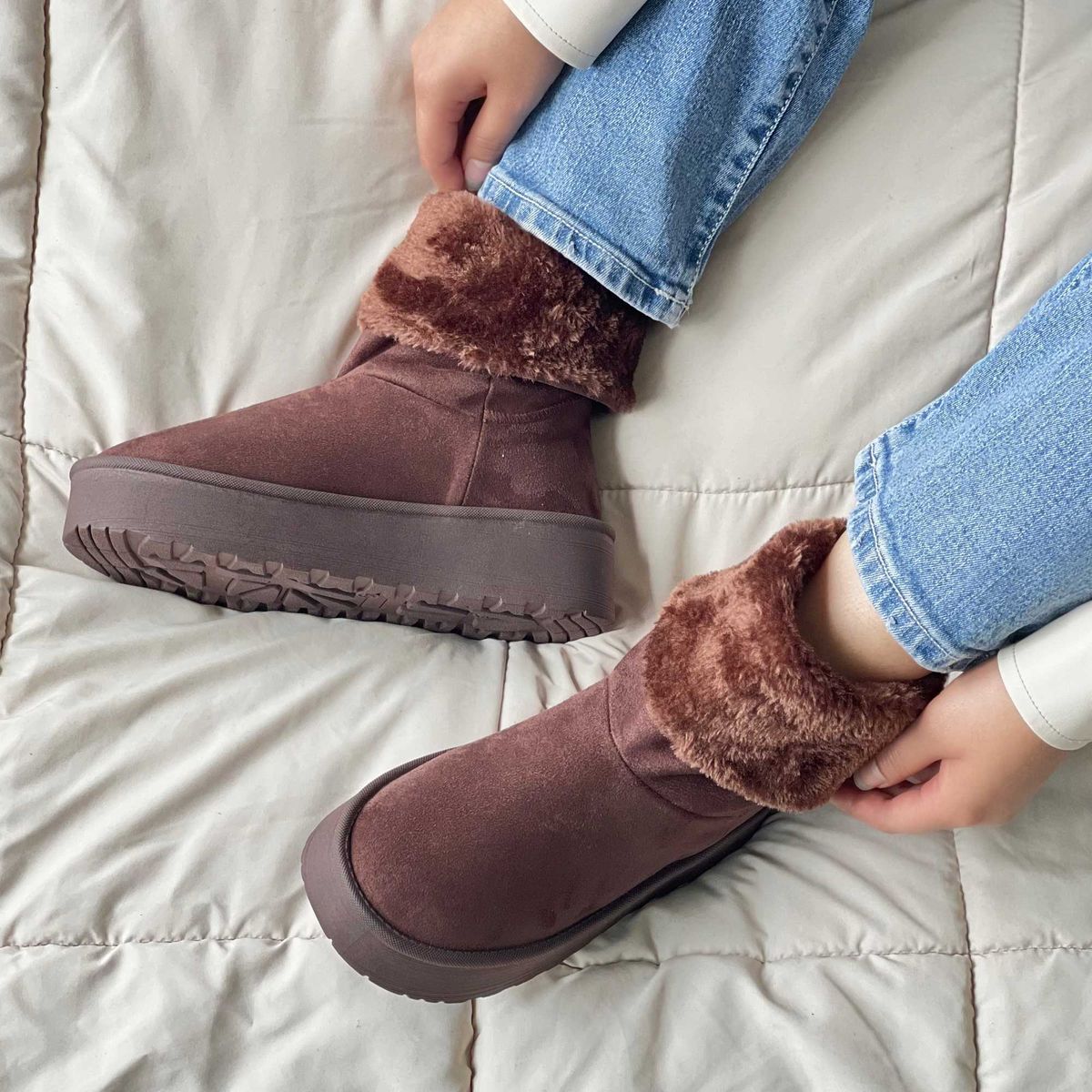 GENERICO - BOTIN PELUCHE MORO TEXI PARA MUJER