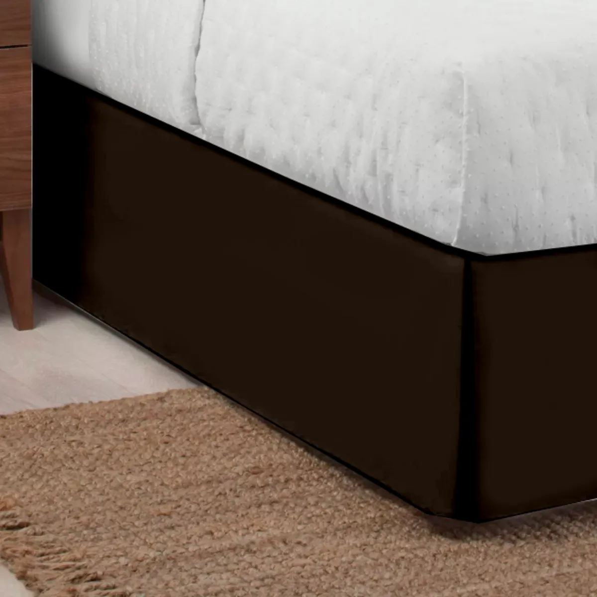 GENERICO - FALDON DE TARIMA QUEEN 160CM x 200CM ELEGANCE MICROFIBRA MARRON OSCURO 35CM