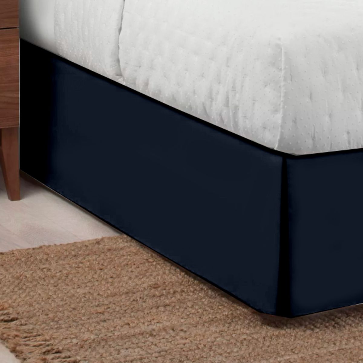 GENERICO - FALDON DE TARIMA KING 198CM x 203CM ELEGANCE MICROFIBRA  AZUL OSCURO 35CM