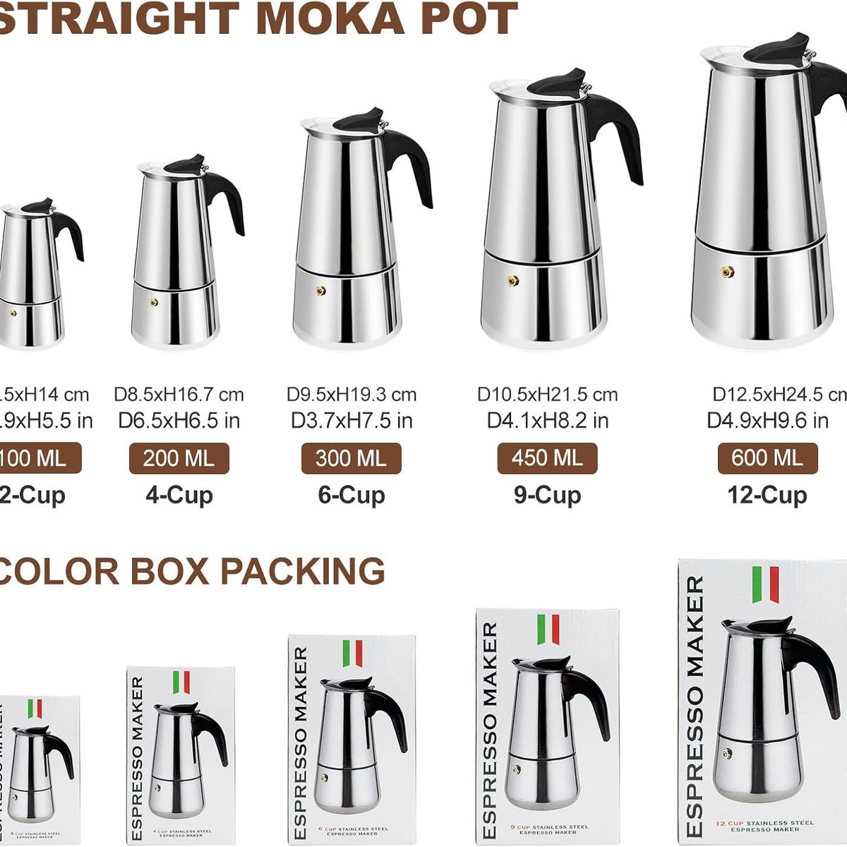 GENERICO - Cafetera espreso en acero 12 tazas