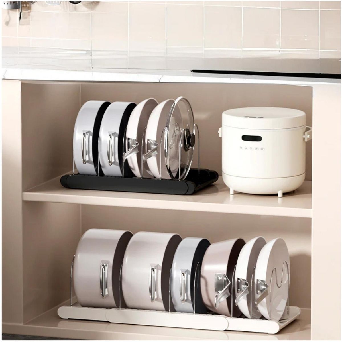 MINARI - Organizador Retráctil de Cocina para Ollas y Sartenes Blanco OT22