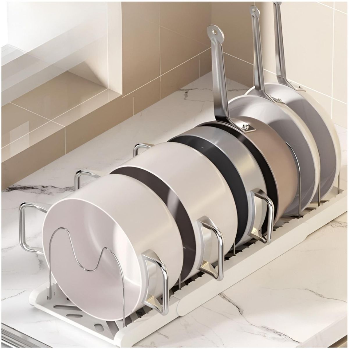 MINARI - Organizador Retráctil de Cocina para Ollas y Sartenes Blanco OT22