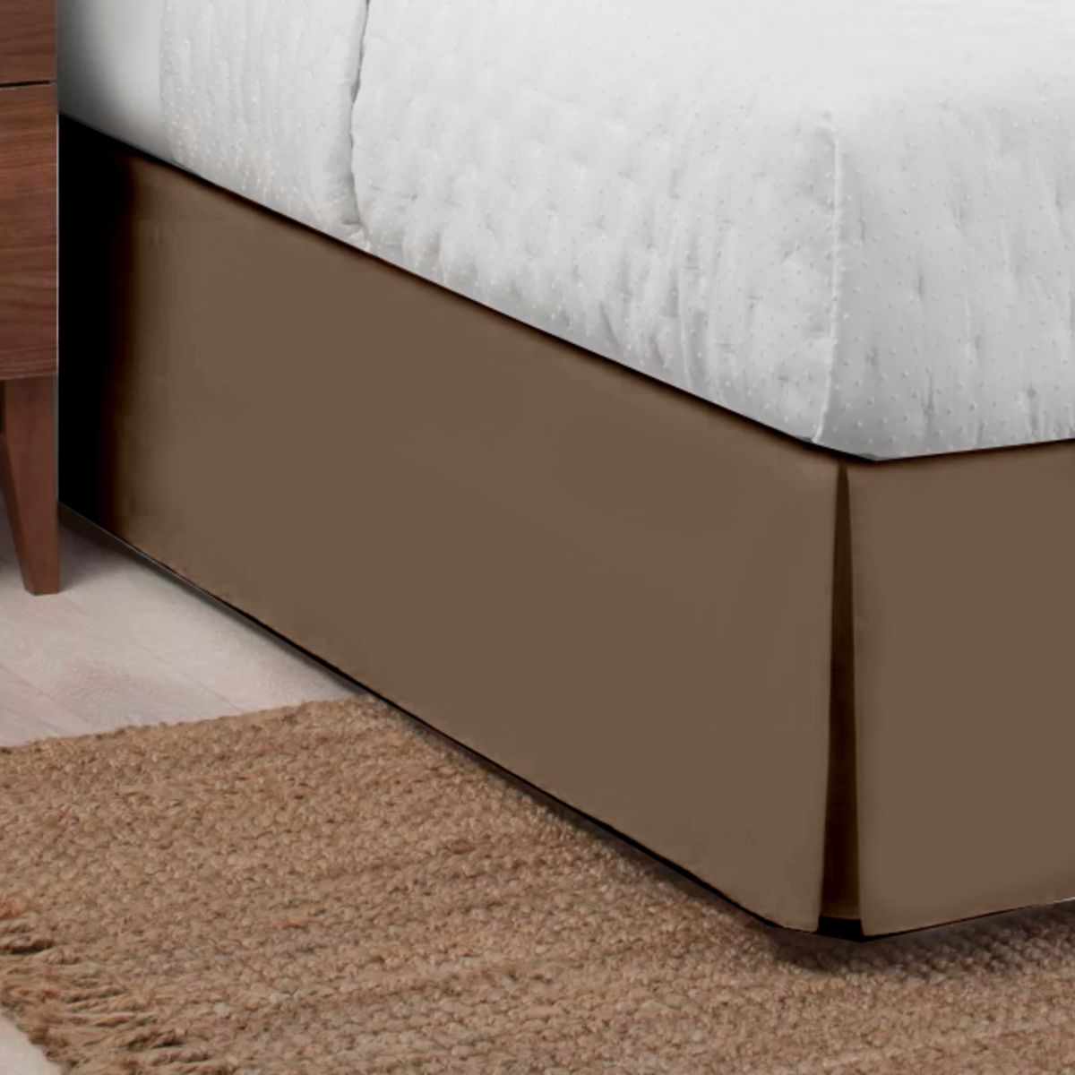 GENERICO - FALDON DE TARIMA KING 198CM x 203CM ELEGANCE MICROFIBRA MARRON CLARO 35CM