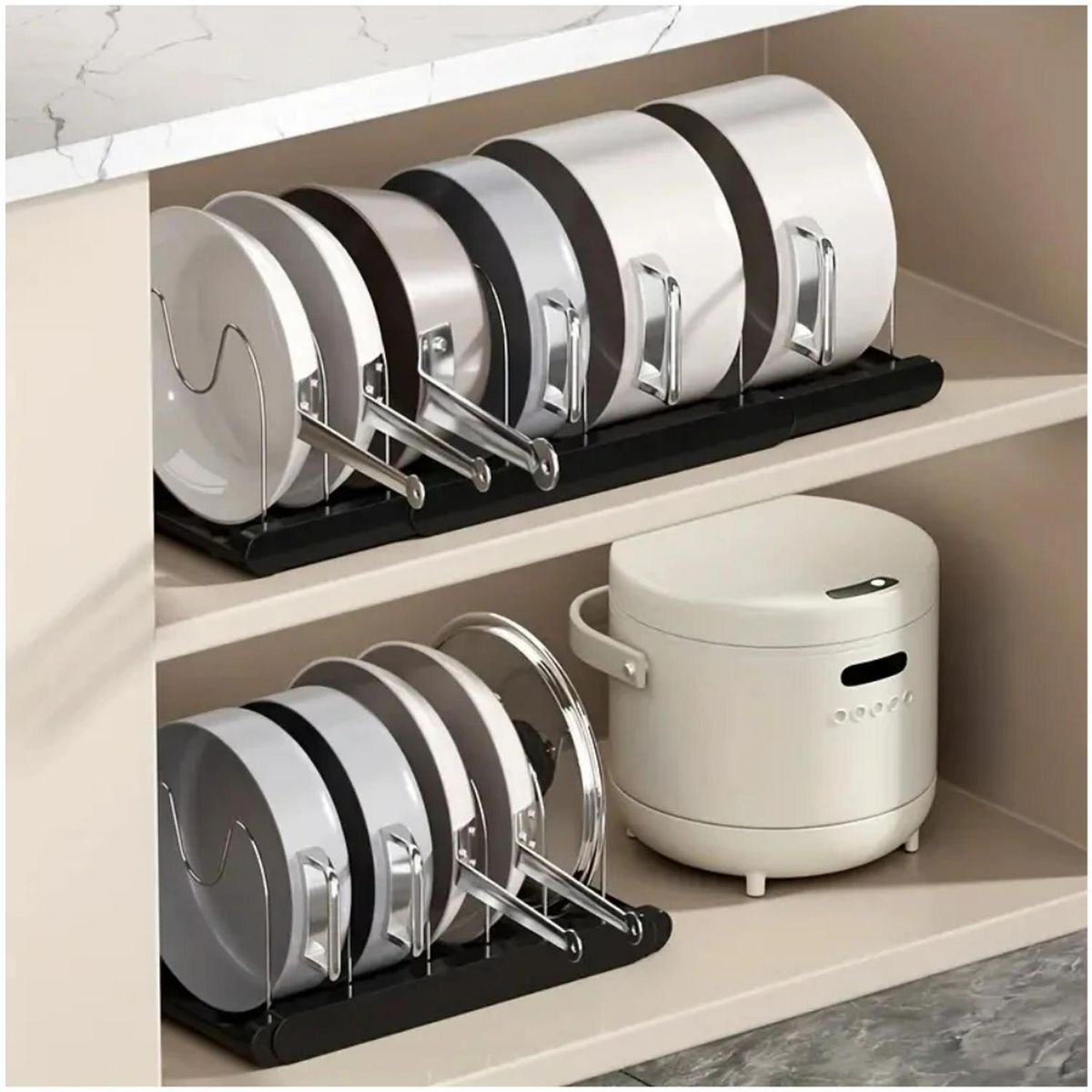 MINARI - Organizador de Cocina Expandible de Ollas y Sartenes Negro OT22