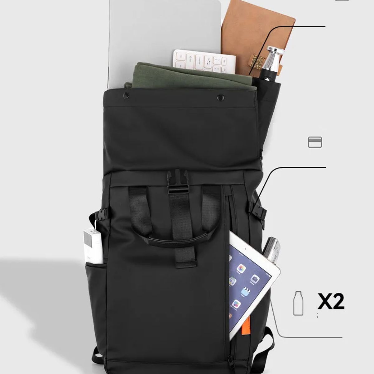 GENERICO - Mochila de Viaje Impermeable Enrollable - Alta Durabilidad