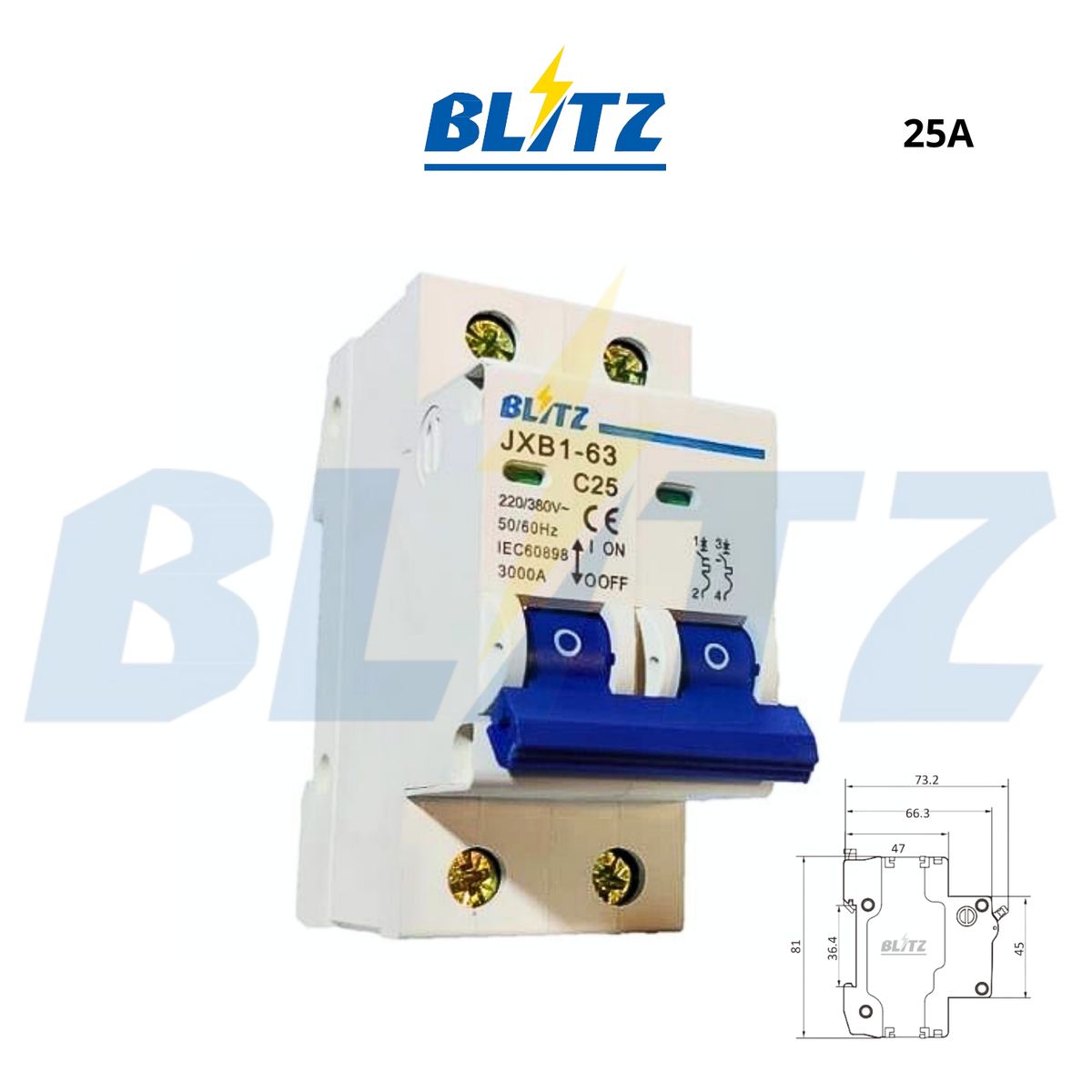 BLITZ - Interruptor Termomagnético 2x25A BLITZ