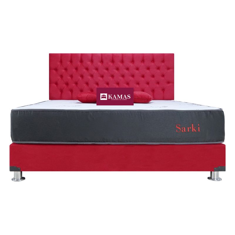 KAMAS - DORMITORIO KAMAS KING SARKI + CABECERA AÉREA CAPITONEADO - ROJO